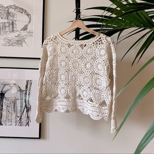 Vintage Crochet Cropped Pullover